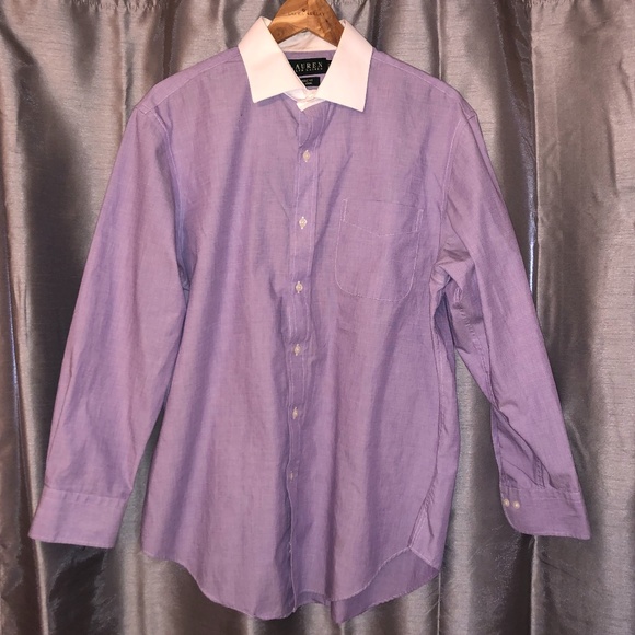 Ralph Lauren Contrast Collar Shirt, Purple 16.5 - Picture 1 of 4